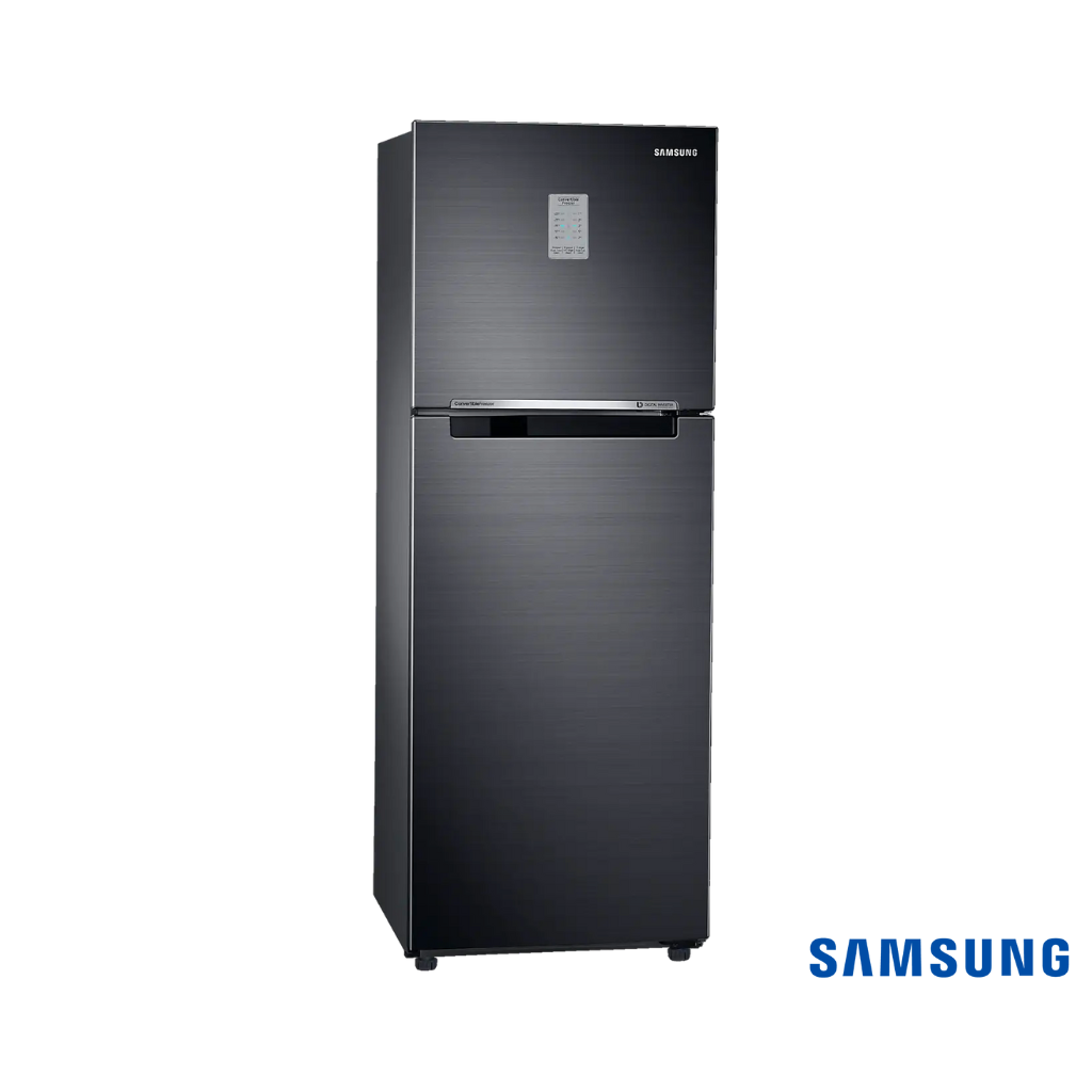 Samsung 236 Liters 3 Star Convertible Freezer Double Door Fridge (Luxe Black, RT28C3733BX) Front Angle View