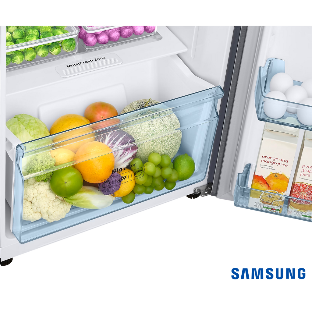 Samsung 236 Liters 3 Star Convertible Freezer Double Door Fridge (Luxe Black, RT28C3733BX) Vegetable Box
