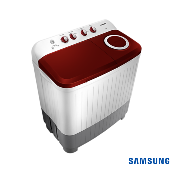 Samsung 7 Kg Semi Automatic Washing Machine (Wine Red, WT70C3200RR) Front Angle Top View
