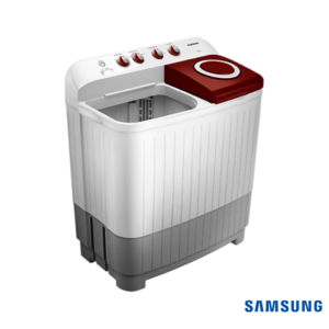 Samsung 7 Kg Semi Automatic Washing Machine (Wine Red, WT70C3200RR) Front Angle View with Lid Open