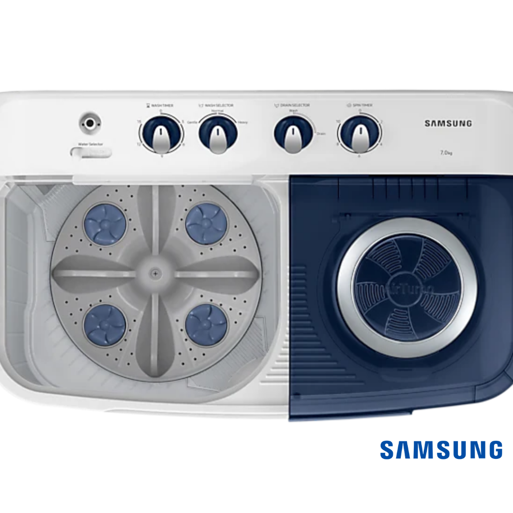 Samsung 7 Kg Semi Automatic Washing Machine (Blue, WT70C3200LL) Top Angle View