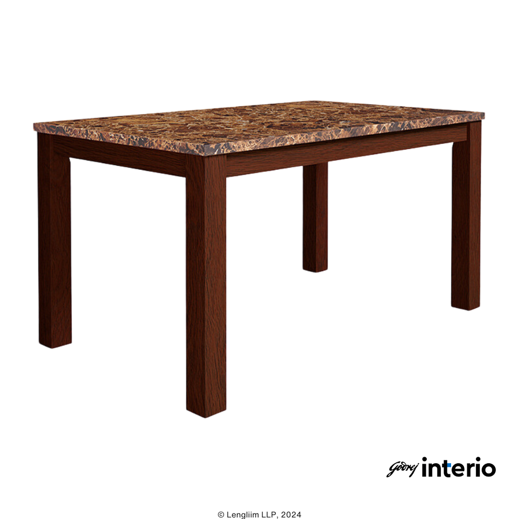 Godrej Interio Amber 6 Seater Dining Table (Cappucino Color) Front Angle View