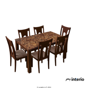 Godrej Interio Amber 6 Seater Dining Table (Cappucino Color) Set View