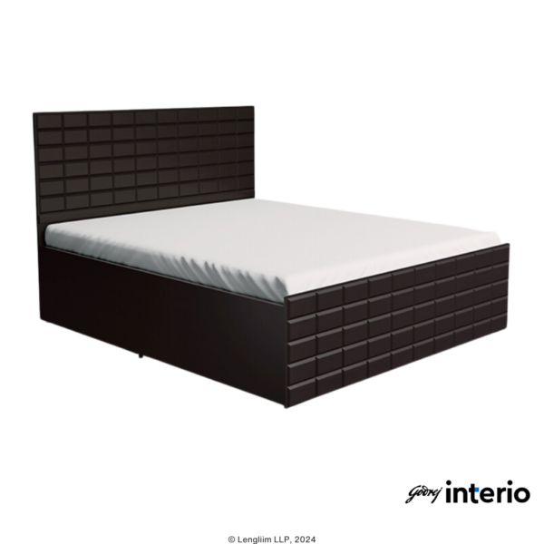 Godrej Interio Chocolate V2 Queen Size Bed (Colarain) Front Angle View with Mattress