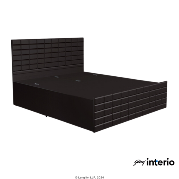 Godrej Interio Chocolate V2 Queen Size Bed (Colarain) Front Angle View