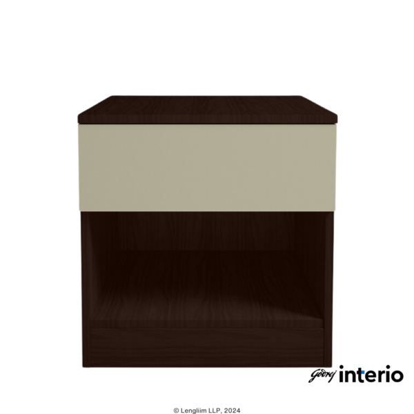 Godrej Interio Genesys Premium Bedside Table (Dark Walnut) Front Top View