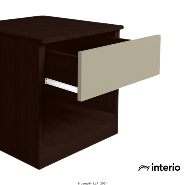 Godrej Interio Genesys Premium Bedside Table (Dark Walnut) Drawer View