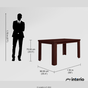 Godrej Interio Jack 6 Seater Dining Table Dimensions View