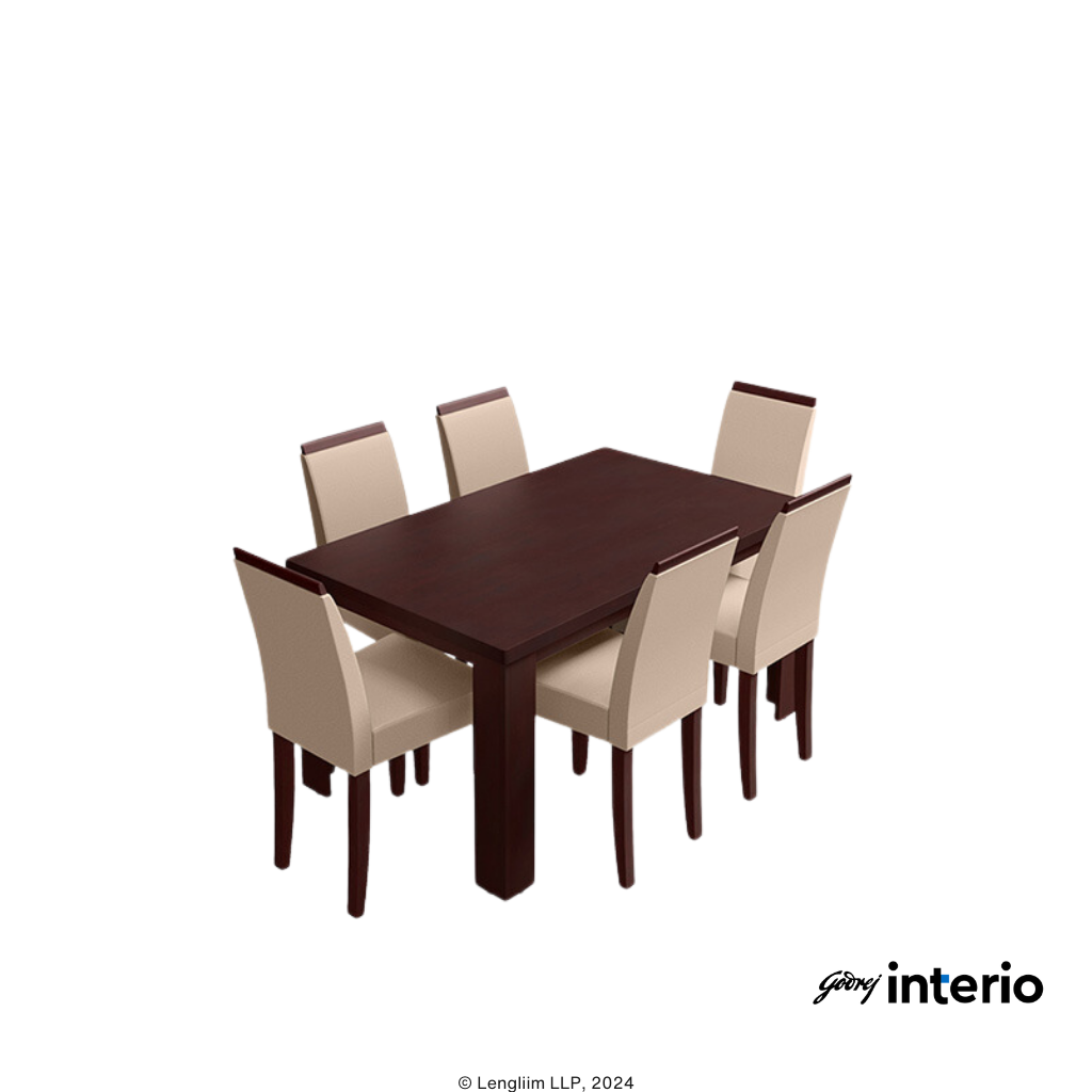 Godrej Interio Jack 6 Seater Dining Table Dining Set with Rose Chair View