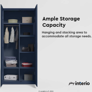 Godrej Interio Neolite 2 Door Steel Almirah (Denim Blue) Storage View