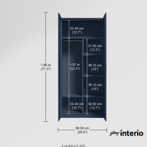 Godrej Interio Neolite 2 Door Steel Almirah (Denim Blue) Interior Dimension