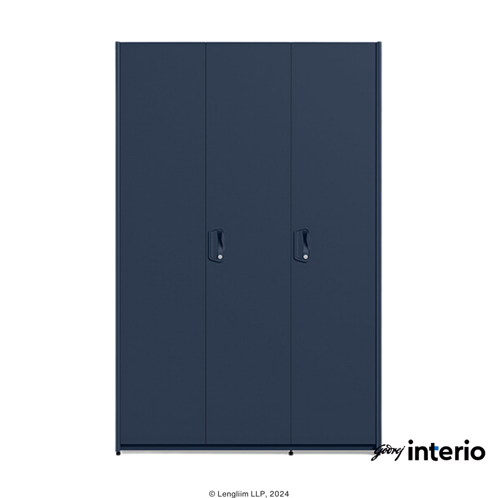 Godrej Interio Neolite 3 Door Steel Almirah (Denim Blue) Front View