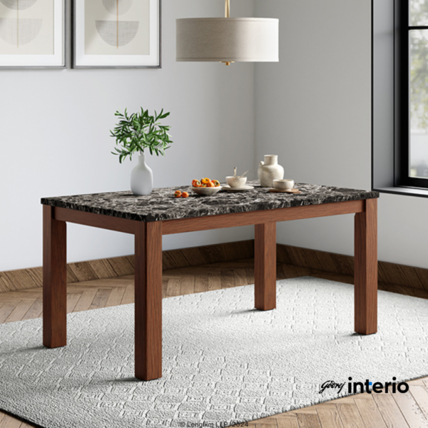 Godrej Interio Onyx 6 Seater Dining Table (Cappuccino Color) Marketing View