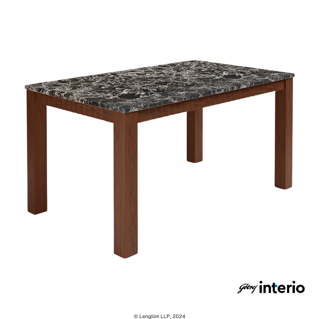 Godrej Interio Onyx 6 Seater Dining Table (Cappuccino Color) Front Angle View