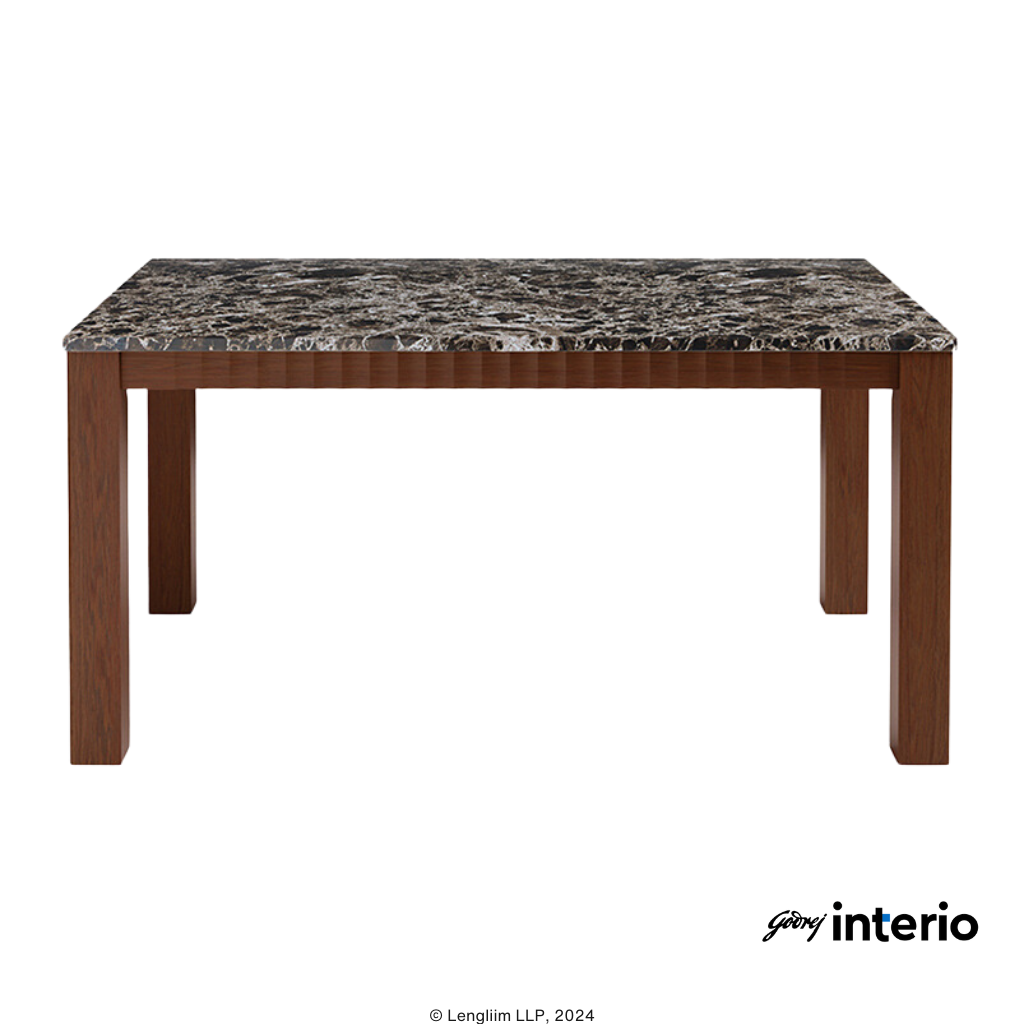 Godrej Interio Onyx 6 Seater Dining Table (Cappuccino Color) Side Top View