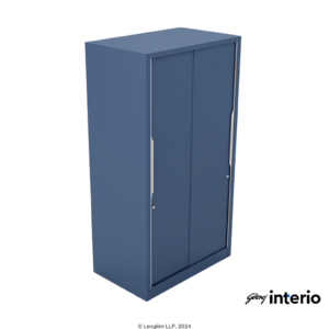 Godrej Interio Slide N Store Pro Almirah (Phiroja Blue) Front Angle View