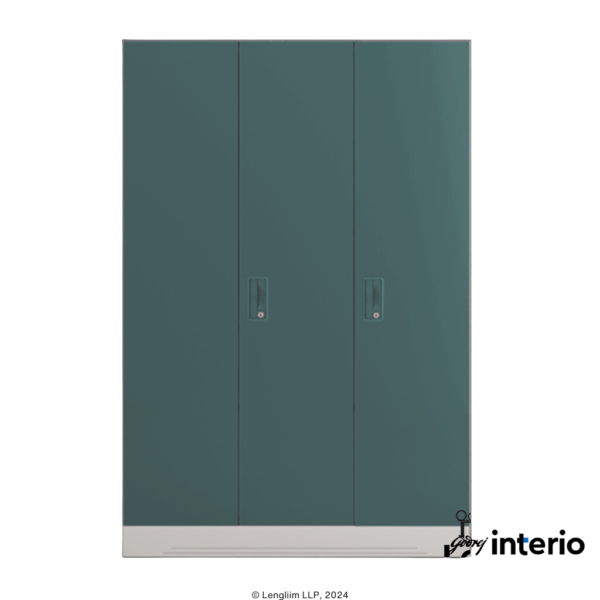 Godrej Interio Slimline 3 Door Steel Almirah (Locker, Textured Sea Pine) Front View