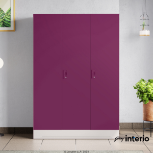 Godrej Interio Slimline 3 Door Steel Almirah (Locker, Textured Purple Plus) Front Marketing View 2