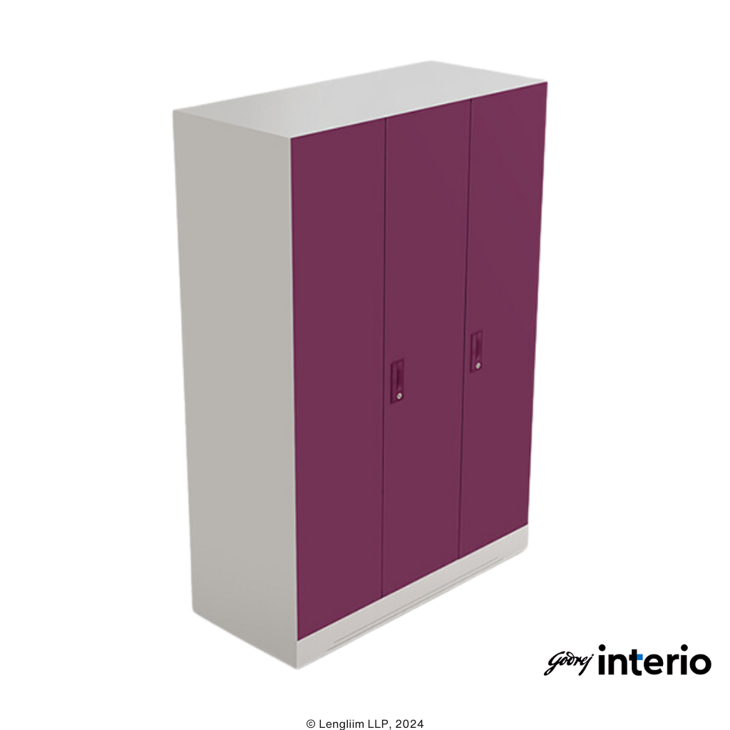 Godrej Interio Slimline 3 Door Steel Almirah (Locker, Textured Purple Plus) Angle Top View