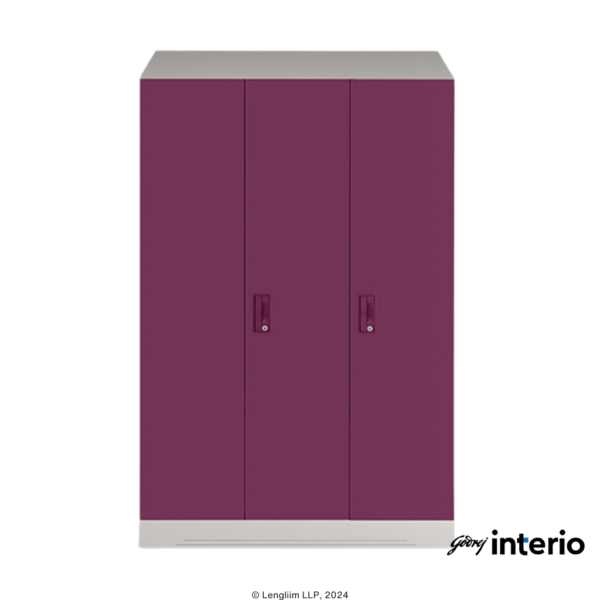 Godrej Interio Slimline 3 Door Steel Almirah (Locker, Textured Purple Plus) Front Top View