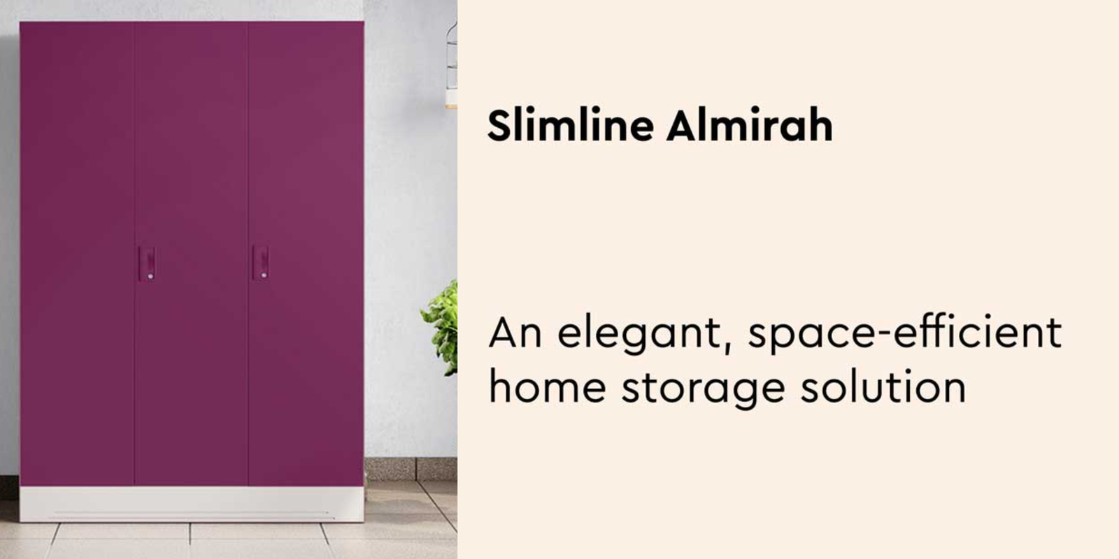 Godrej Interio Slimline 3 Door Steel Almirah (Locker, Textured Purple Plus) Info 1