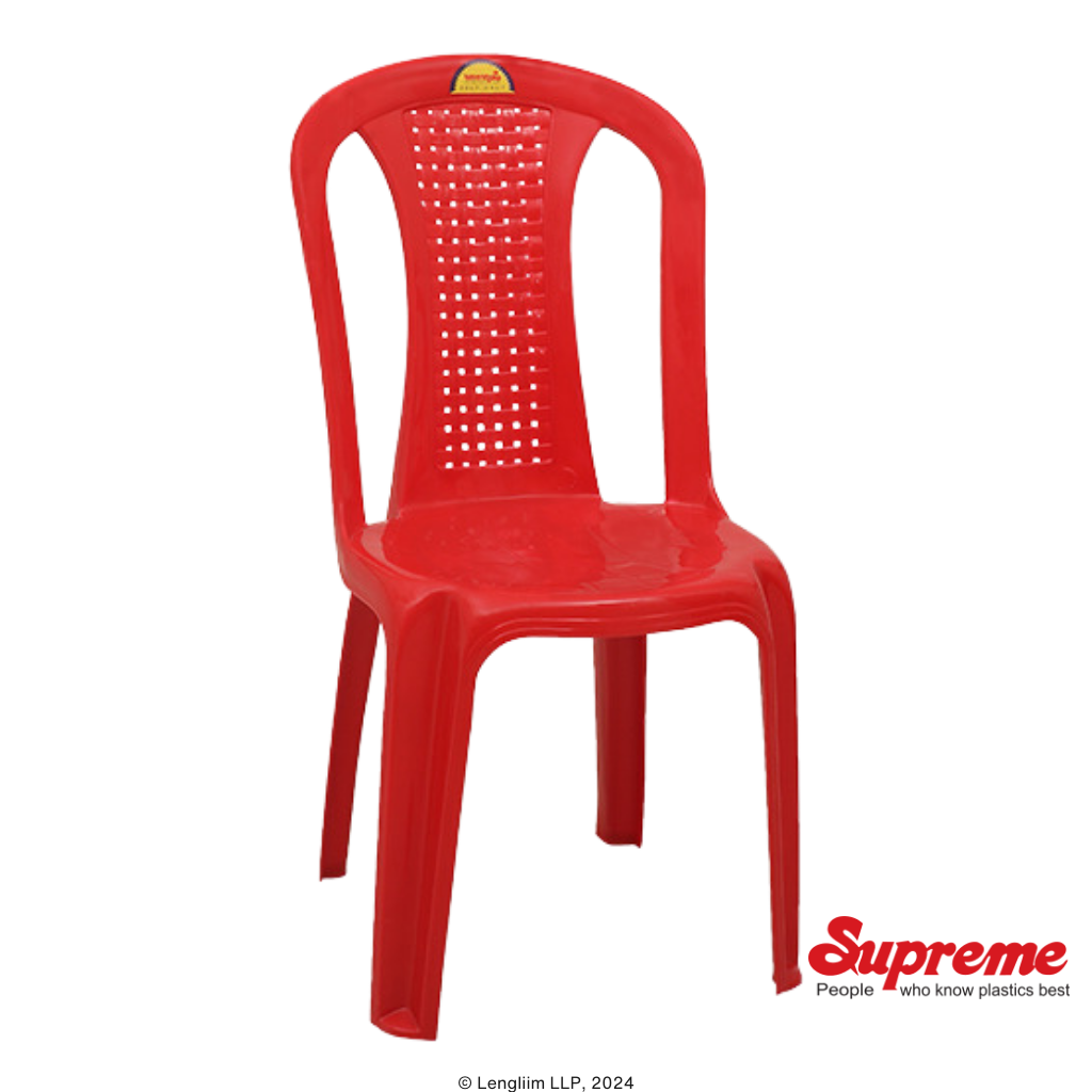 Supreme Furniture Dream Multi Purpose Plastic Chair (Red) Company Front Angle View