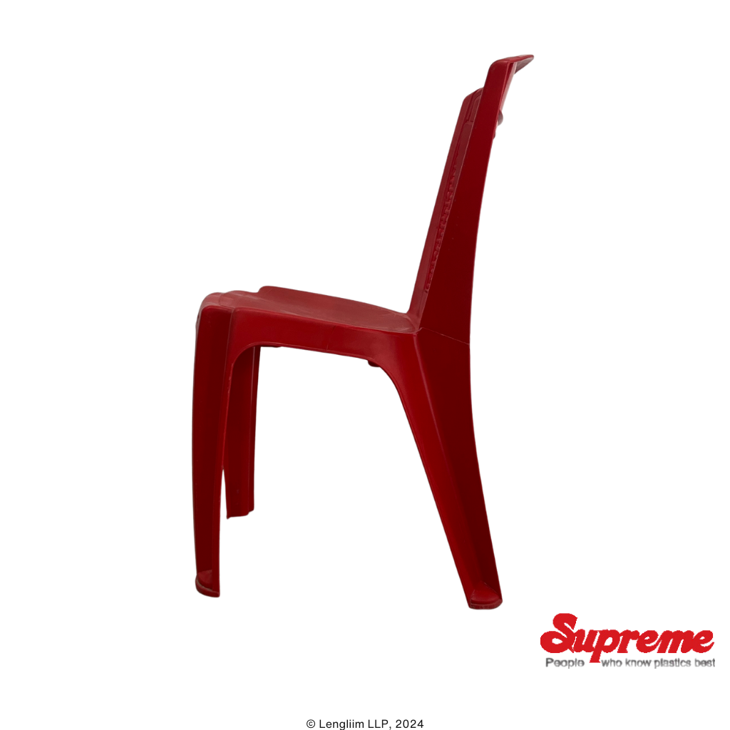 Supreme Furniture Greek Plastic Chair (Red) Side View