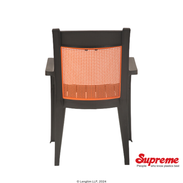 Supreme Furniture Kingdom Plastic Chair (Black/Orange) Back View