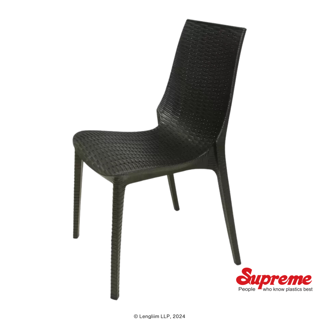 Supreme Furniture Lumina Plastic Chair (Rattan, Black) Front Angle View