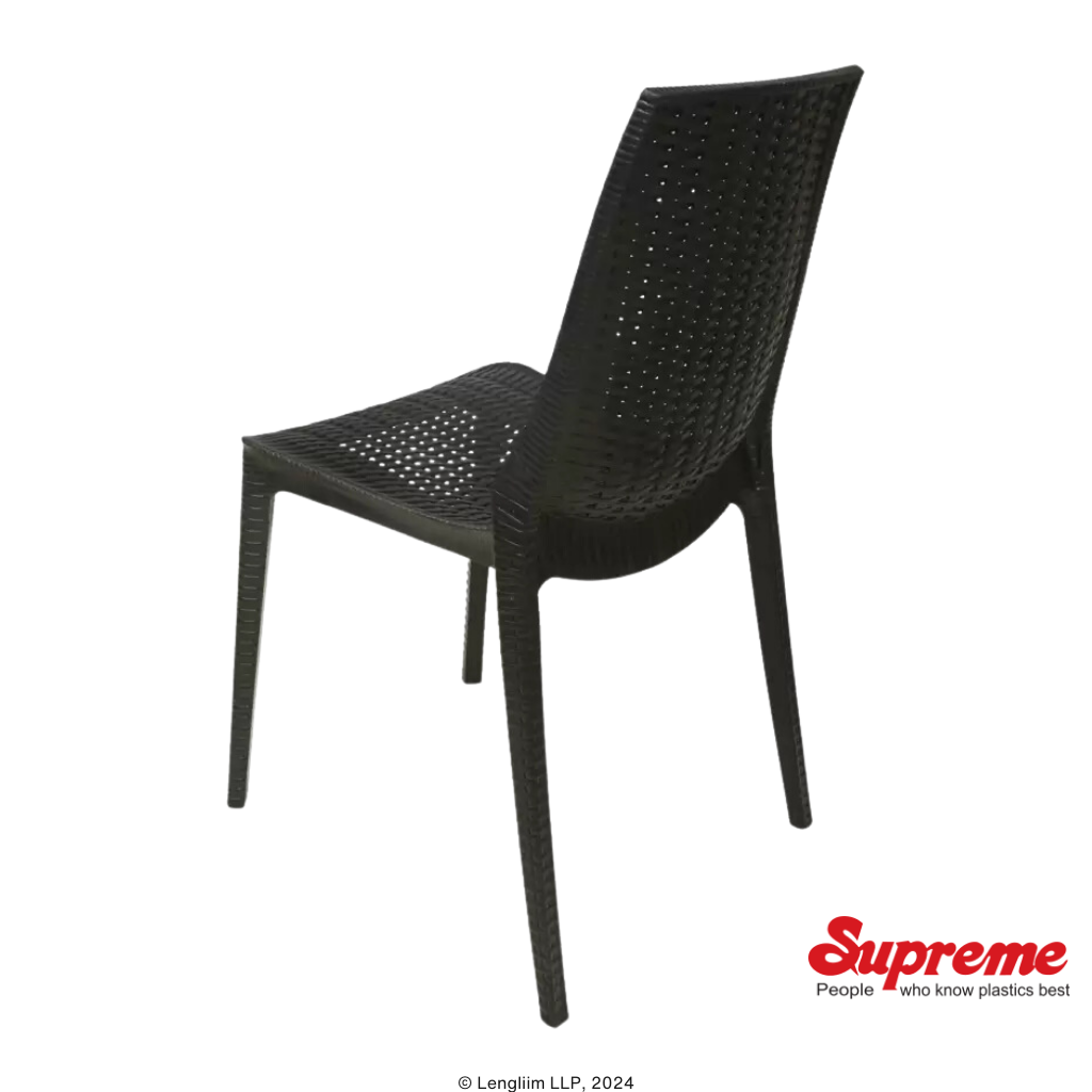 Supreme Furniture Lumina Plastic Chair (Rattan, Black) Back Angle View