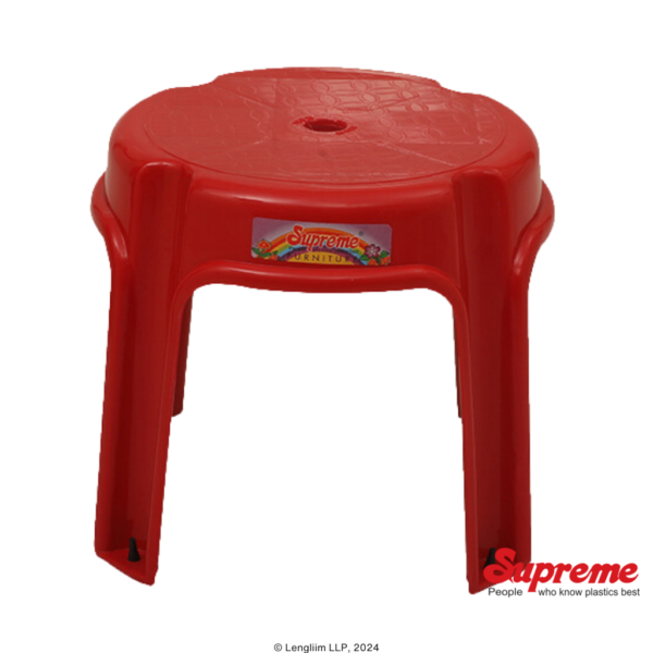 Supreme Furniture Maxi Low Height Plastic Stool (Red) Front View