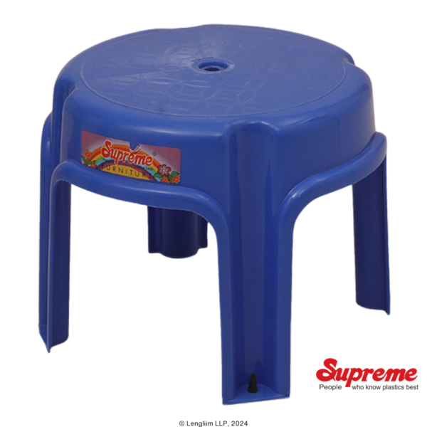 Supreme Furniture Mini Low Height Plastic Stool (Blue) Front Angle View