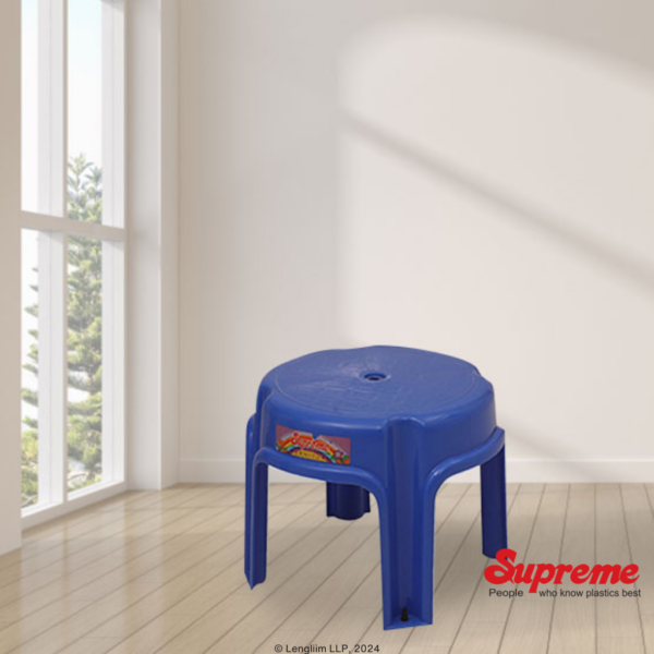 Supreme Furniture Mini Low Height Plastic Stool (Blue) Marketing View