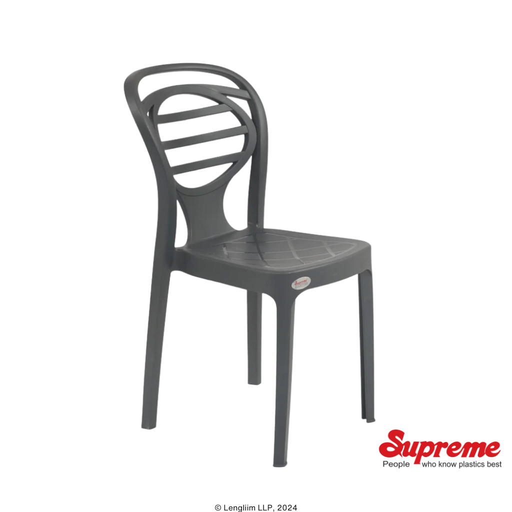 Supreme Furniture Oak Plastic Chair (Black) Front Angle View