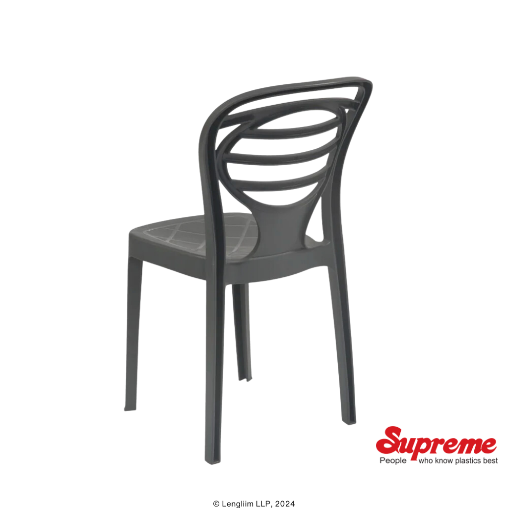 Supreme Furniture Oak Plastic Chair (Black) Side Angle View