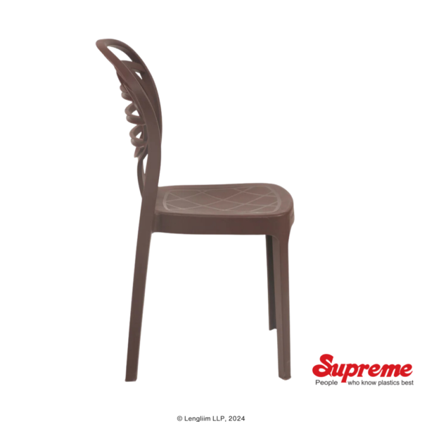 Supreme Furniture Oak Plastic Chair (Globus Brown) Company Side View