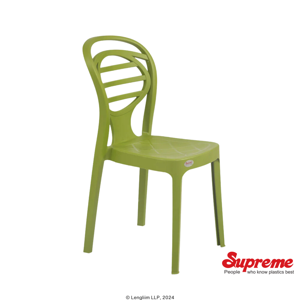 Supreme Furniture Oak Plastic Chair (Mehandi Green) Front Angle View