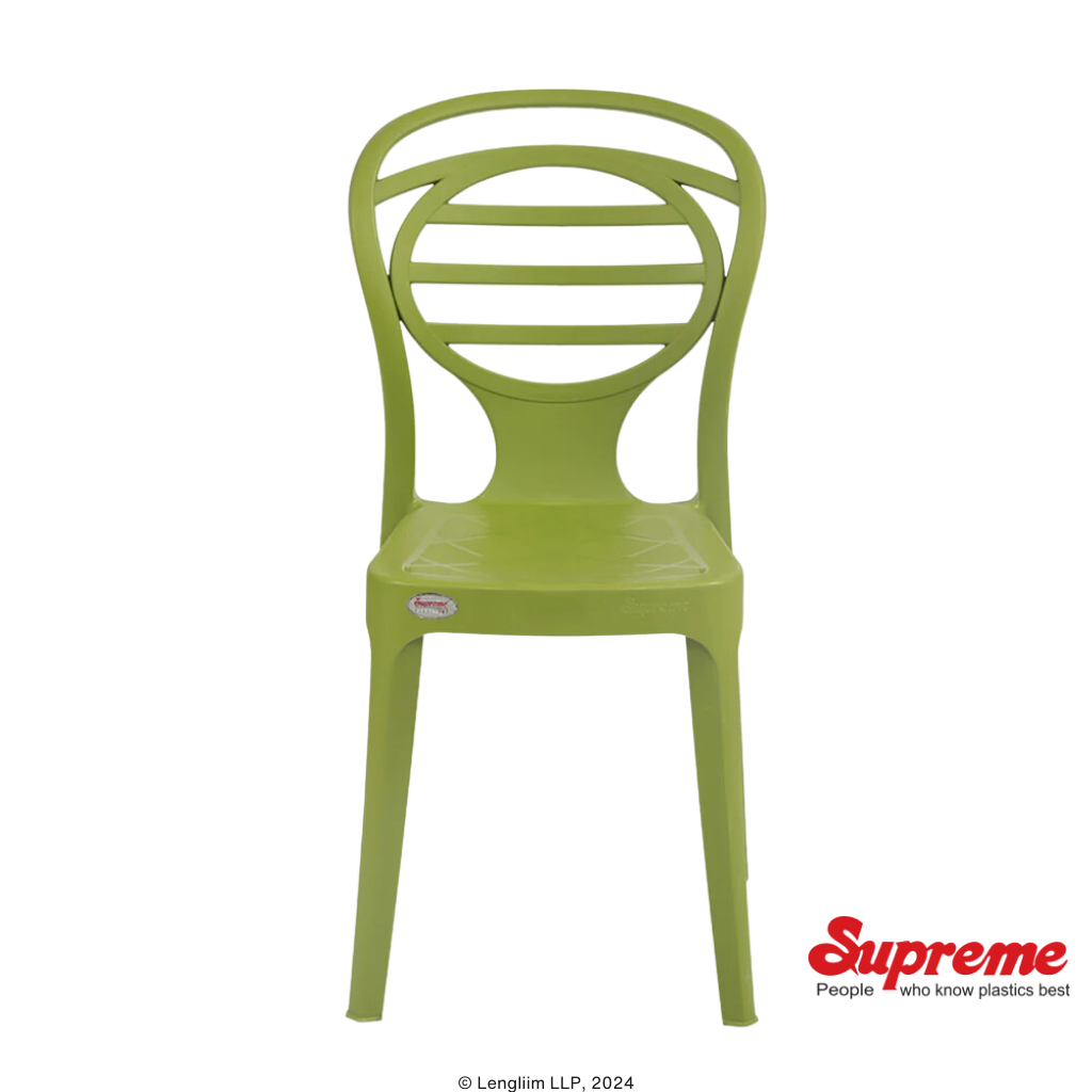 Supreme Furniture Oak Plastic Chair (Mehandi Green) Front View