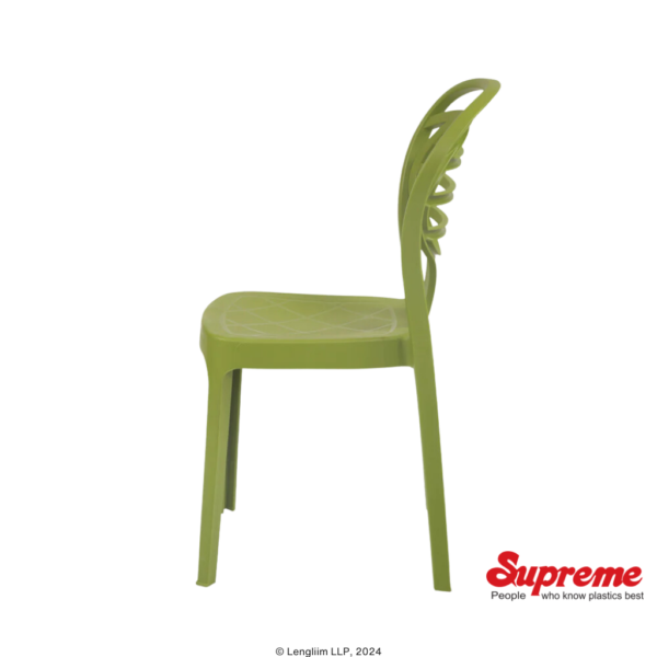 Supreme Furniture Oak Plastic Chair (Mehandi Green) Side View