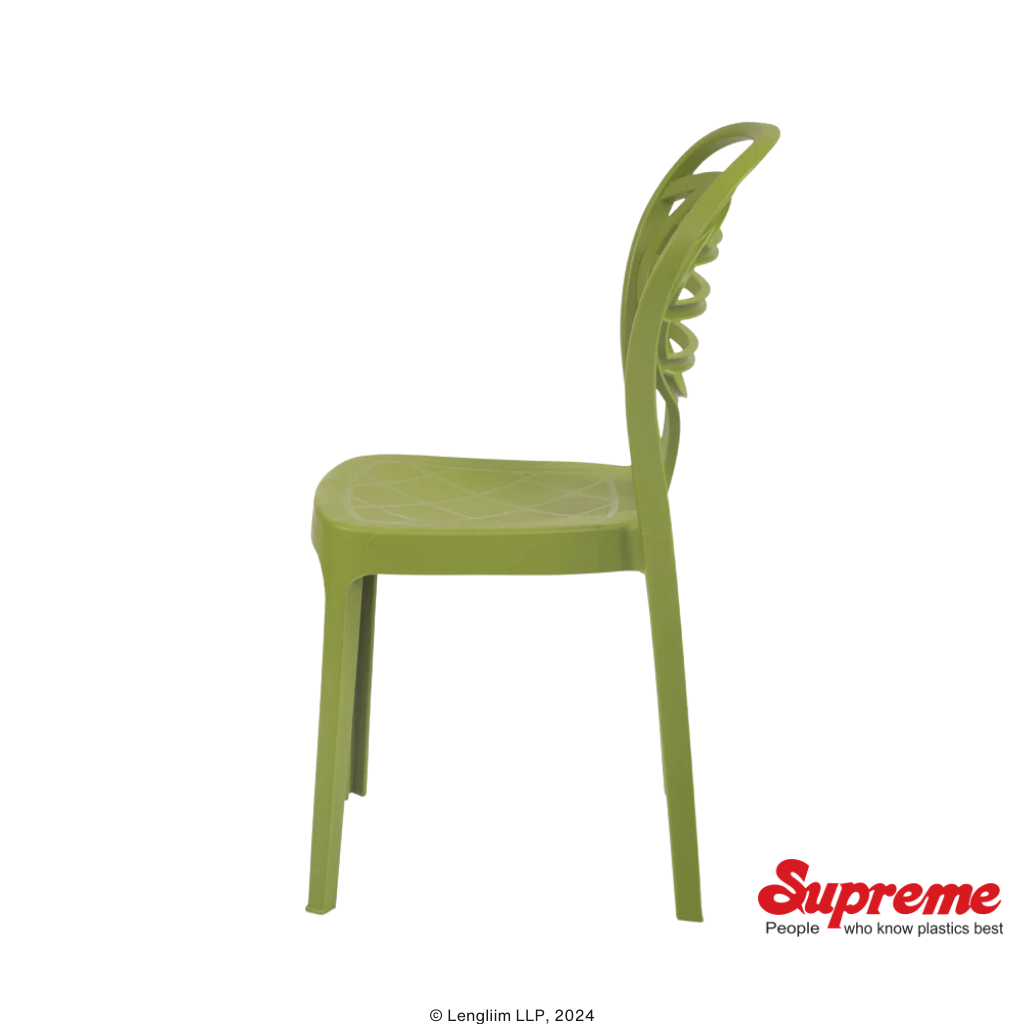 Supreme Furniture Oak Plastic Chair (Mehandi Green) Side View