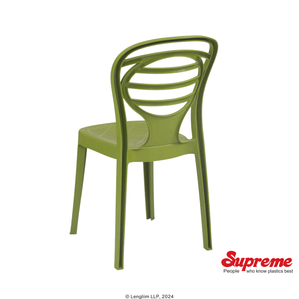 Supreme Furniture Oak Plastic Chair (Mehandi Green) Back Angle View
