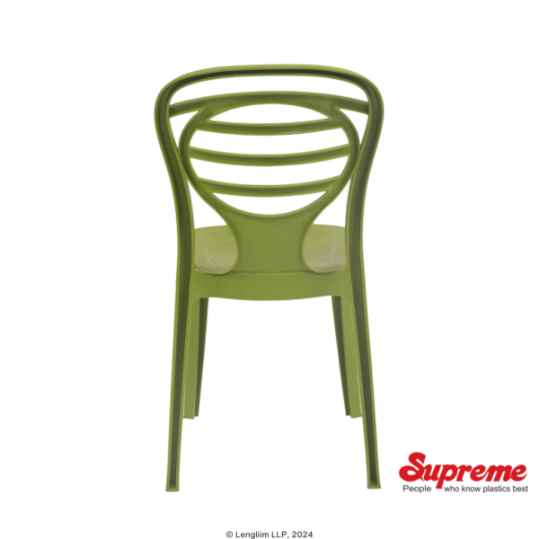 Supreme Furniture Oak Plastic Chair (Mehandi Green) Back View