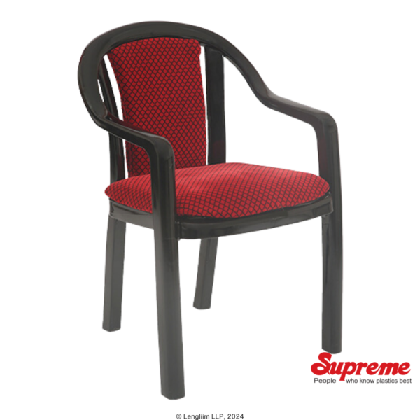 Supreme Furniture Ornate Plastic Chair (Black/Red) Front Angle View