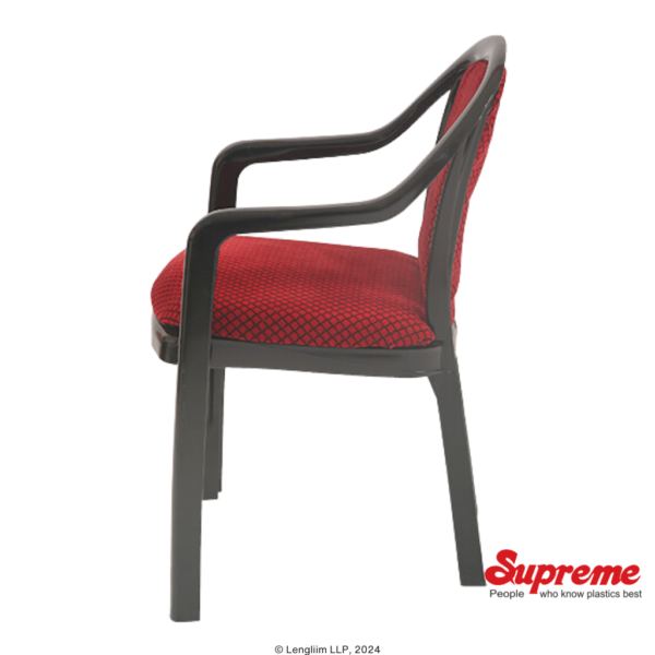 Supreme Furniture Ornate Plastic Chair (Black/Red) Side View
