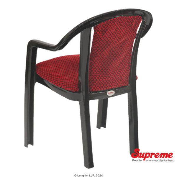 Supreme Furniture Ornate Plastic Chair (Black/Red) Back Angle View