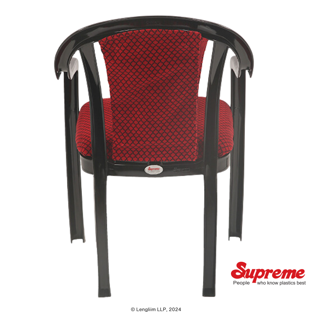 Supreme Furniture Ornate Plastic Chair (Black/Red) Back View