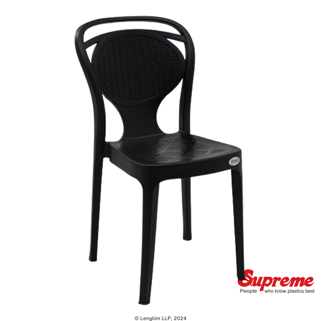 Supreme Furniture Pine Plastic Chair (Black) Company Front Angle View