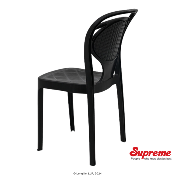 Supreme Furniture Pine Plastic Chair (Black) Company Back Angle View