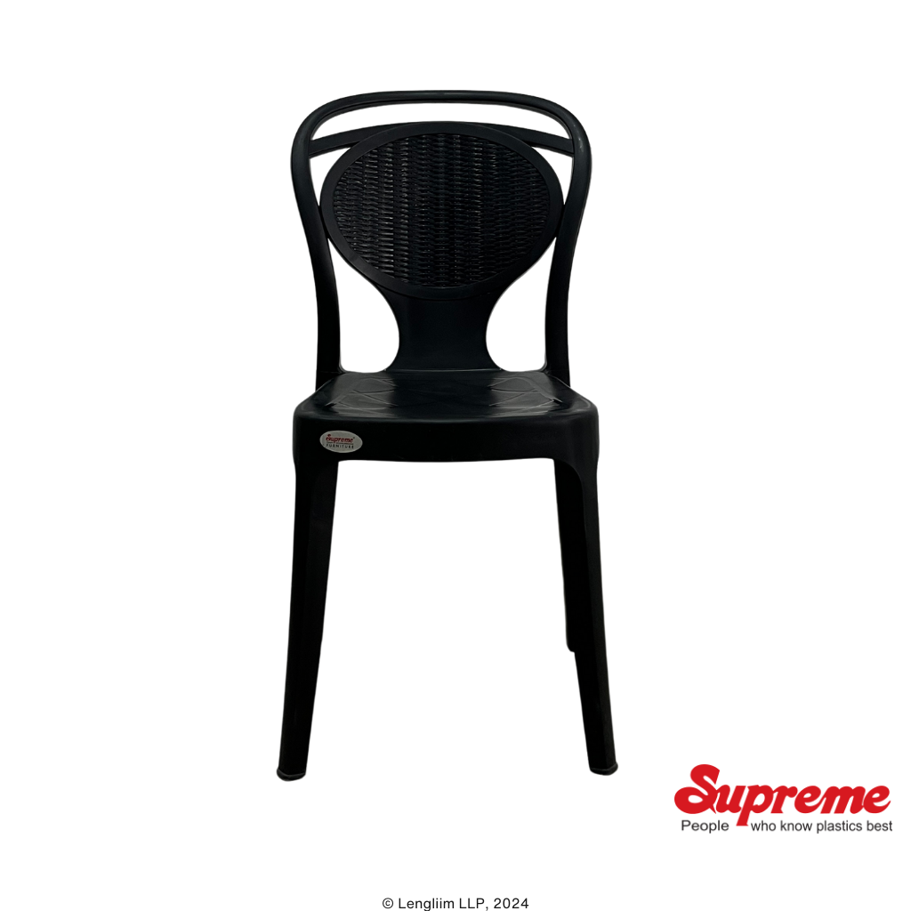Supreme Furniture Pine Plastic Chair (Black) Front View