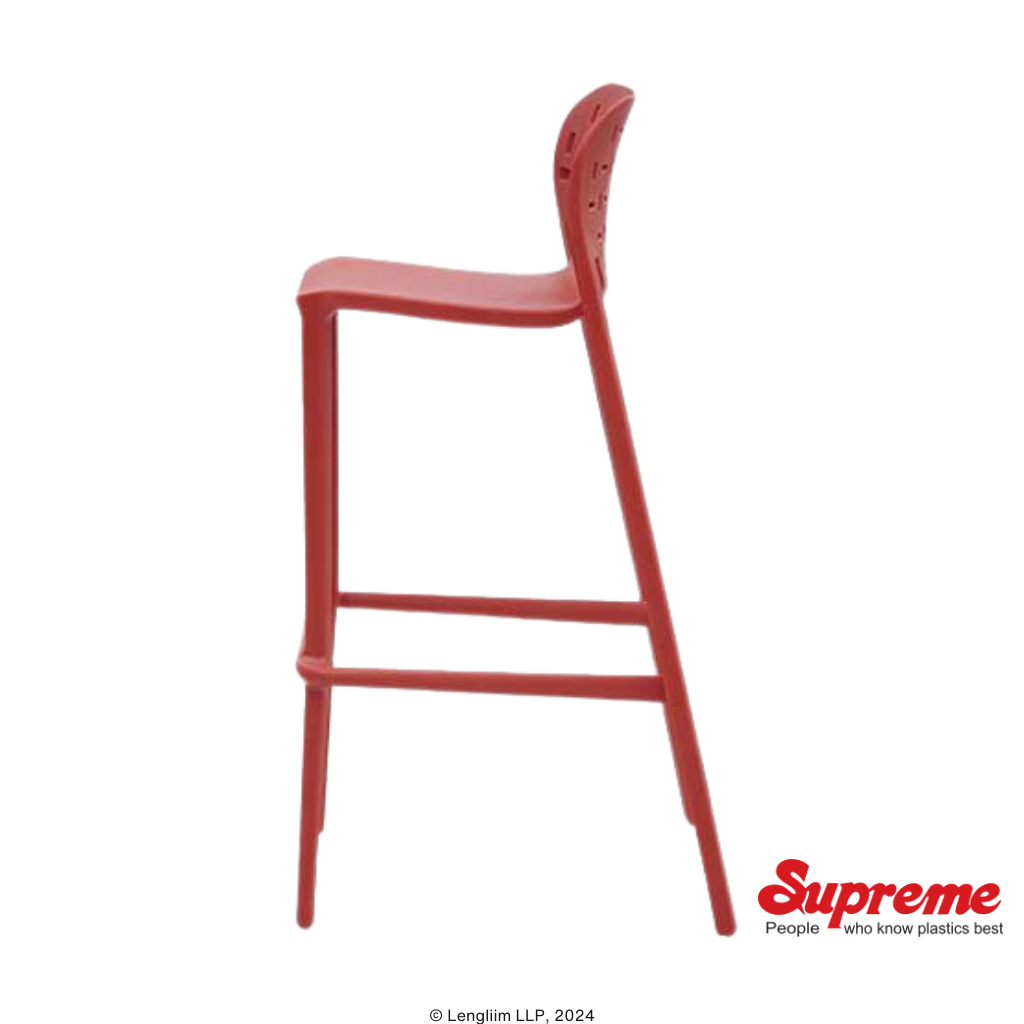 Supreme Furniture Pub High Chair (Coke Red) Side View